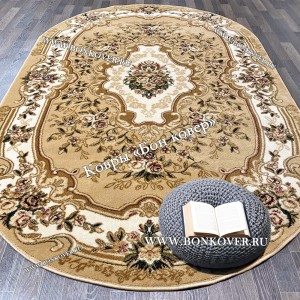 Овальный Бежевый ковер для гостиной Арт 25477 New