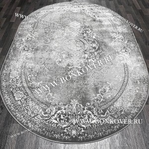 Современный Турецкий Ковер Дизайн 188 Серый с Белым Овал